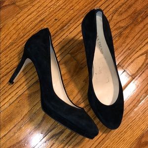 Size 8, Ivanka Trump Platform Pumps - Black Suede